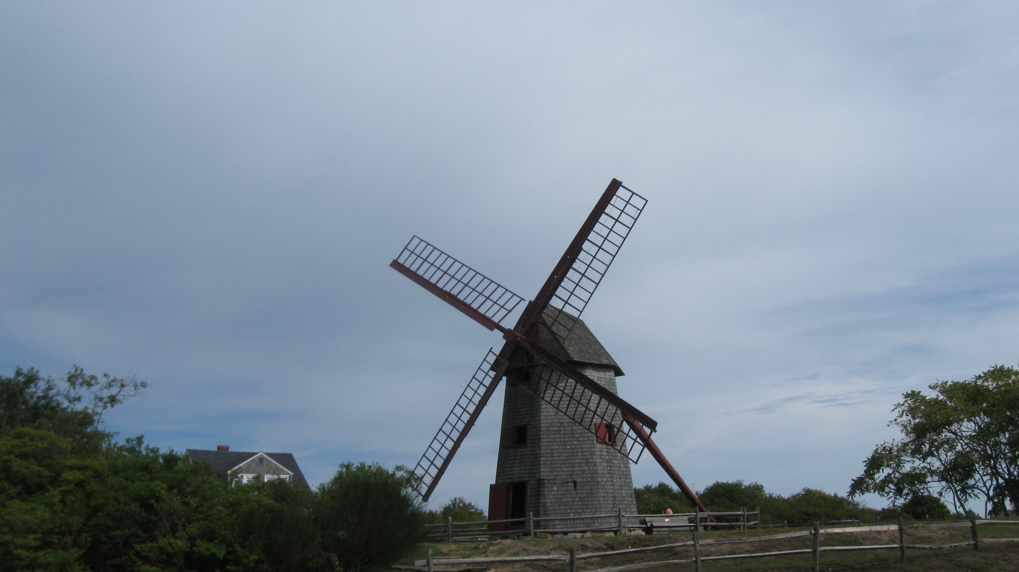 Windmill in Nantucket, taken from the seat of a bike, 2012-10-07